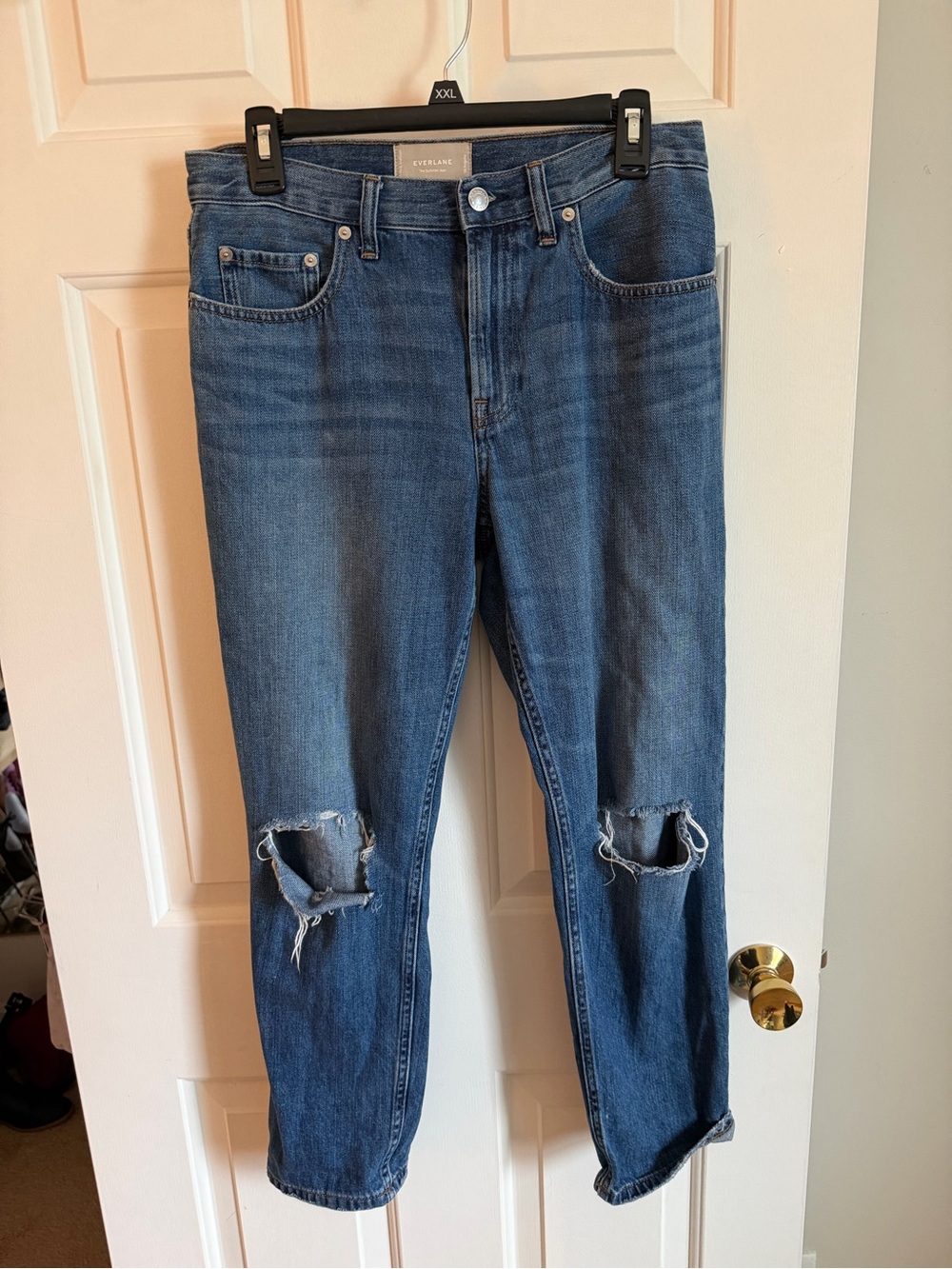 Everlane The Summer Jean 28 Blue Distressed Ripped High Rise Organic Cotton